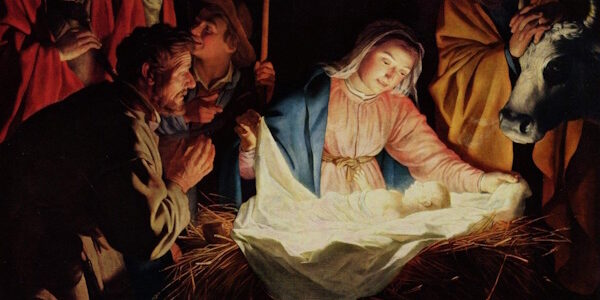 Baby in a manger Christmas Day