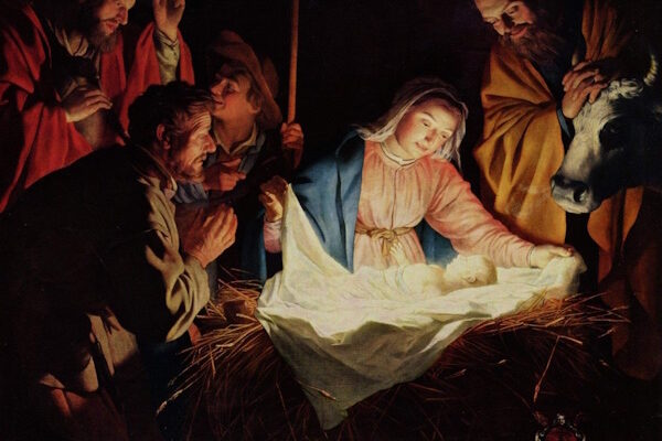 Baby in a manger Christmas Day