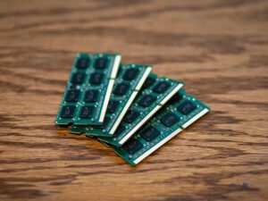 computer ram chips laying on a table